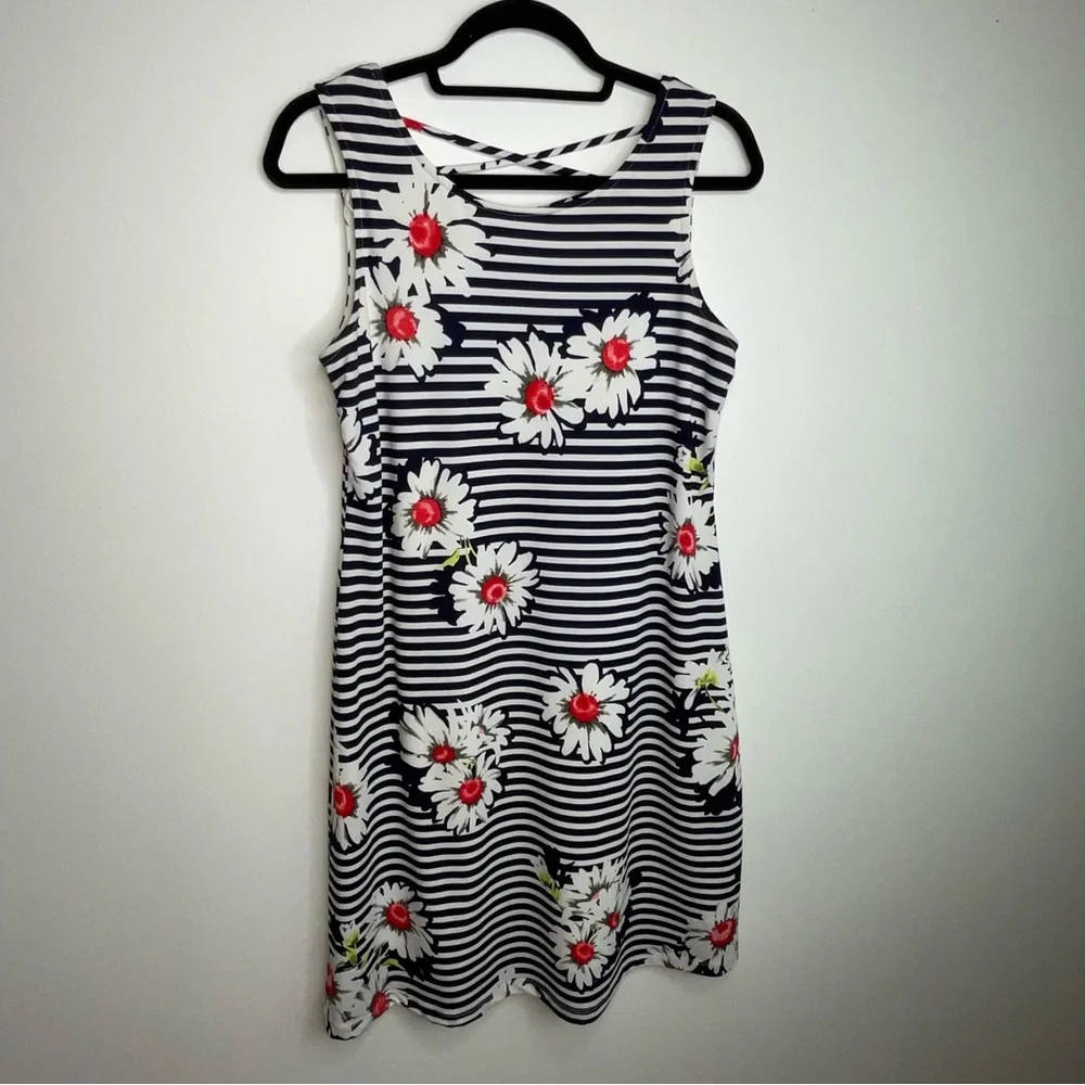 💚 Summer “RNstudio” by Ronni Nicole Slimming Floral Striped Sleeveless Dress - Picture 11 of 11